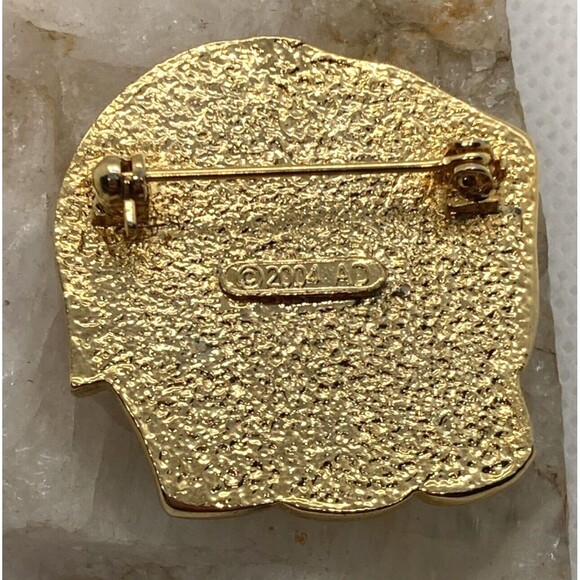 Vintage AD 2004 Gold Tone Mother of Pearl & CZ Elephant Pin Brooch Animal - Picture 4 of 7